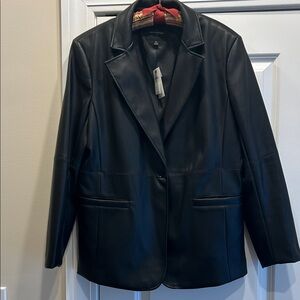 NWT Women’s Banana Republic Black Vegan/Faux Leather Blazer, size 14